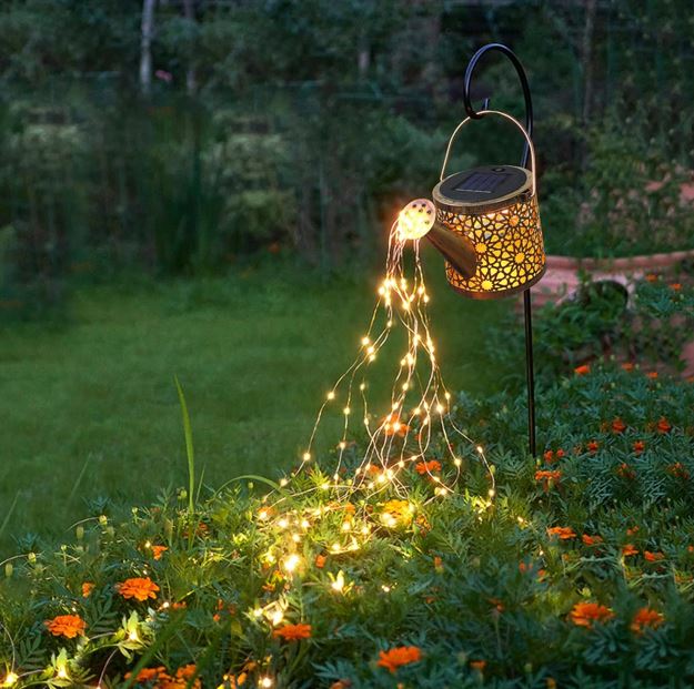 Outdoor Solar Metal Watering Can Small Hanging Decorative Waterproof Lights for Garden Decor, Yard Lights, Outside Patio Lawn, Gifts for Mom Grandma Women Birthday,1 pack, Warm White