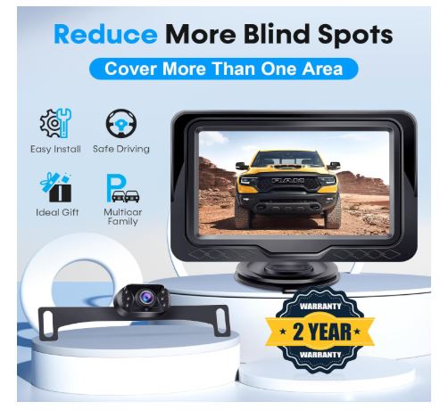 Backup Camera Easy Setup Plug-Play: HD 1080P No-Delay Waterproof - Clear Night Vision