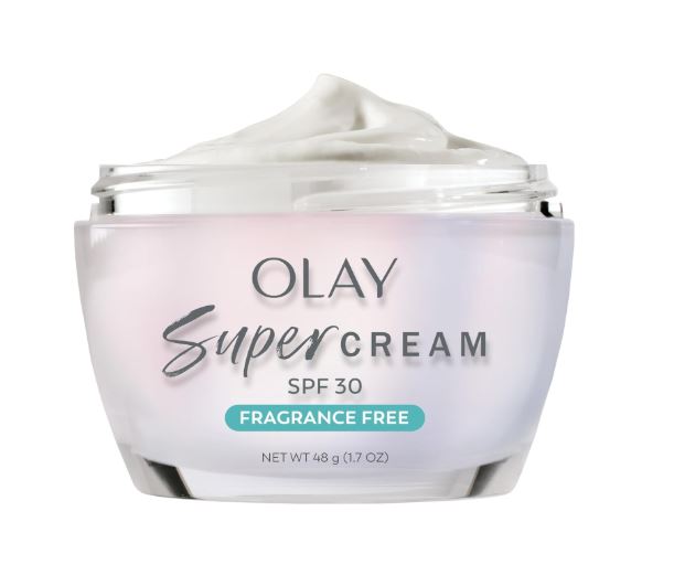 Olay Super Cream with Sunscreen SPF 30, Fragrance Free Lightweight Face Moisturizer with Sun Protection