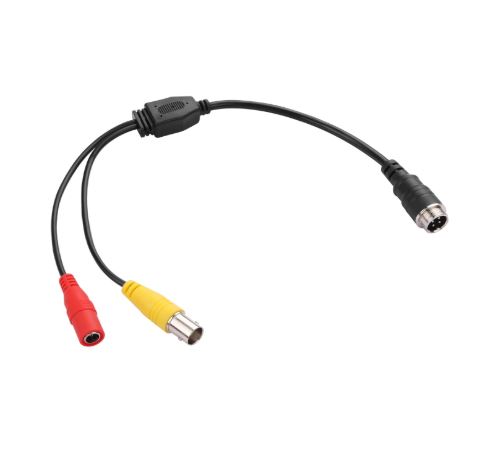 M12 4-Pin Aviation Male to BNC+ DC Female Connector Adapter, CCTV Surveillance System